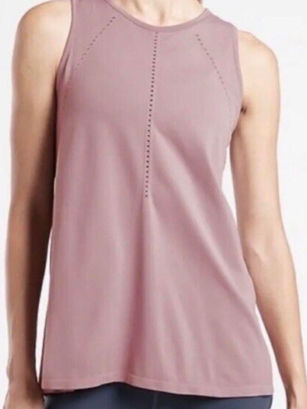 Athleta Mauve Pink Sleeveless Laser-Cut Tank Top